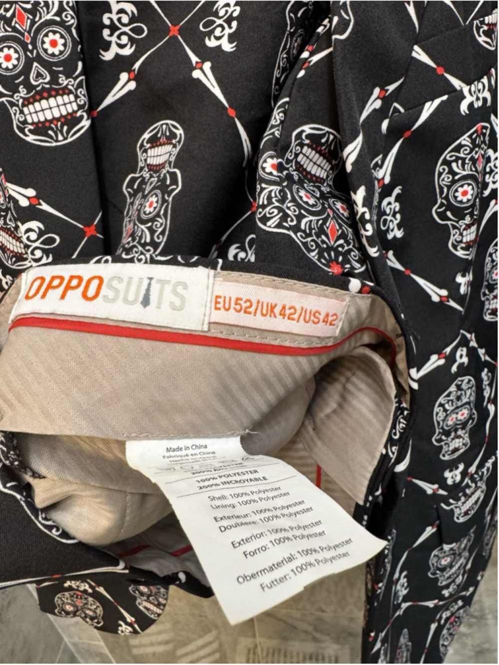OppoSuits 2 Piece Jacket & Pant Mens 42 Black Haunting Hombre Dia De los Muertos - Picture 5 of 7